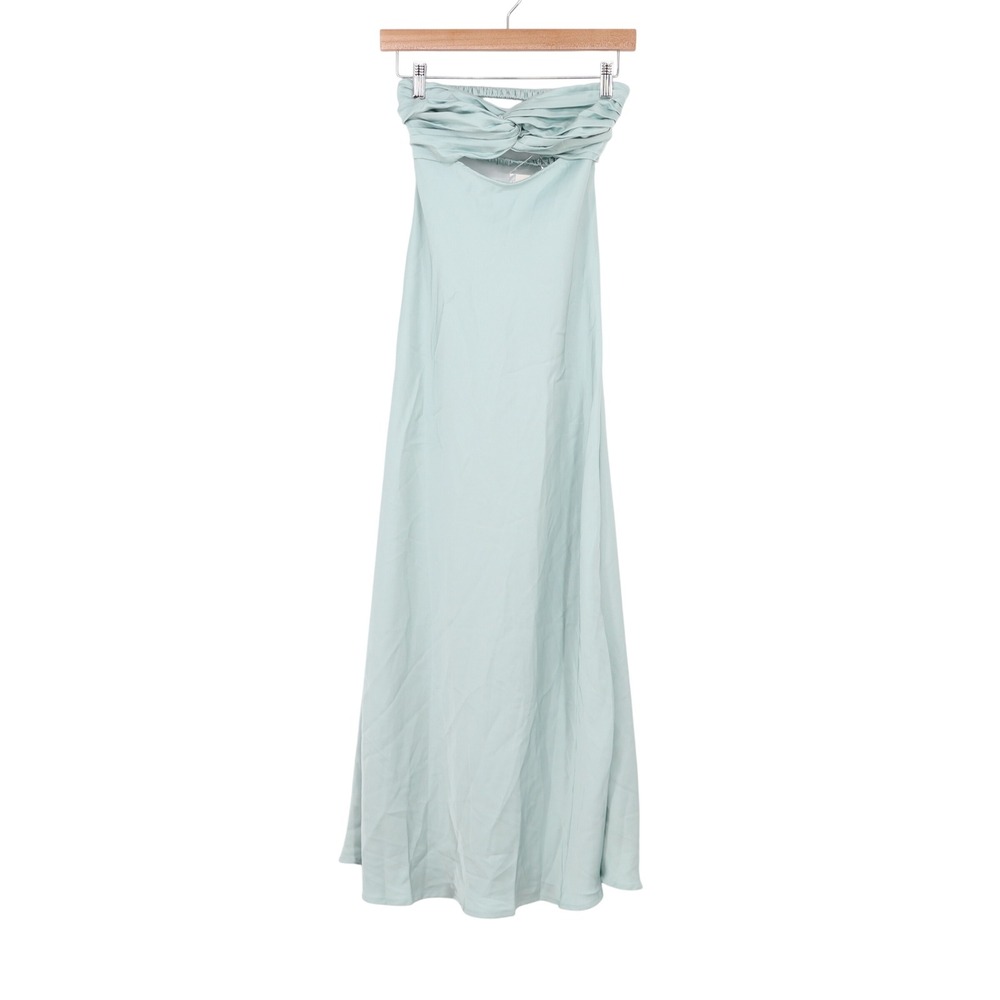 Realtix Light Blue Strapless Cutout Open Back Maxi Dress XS New